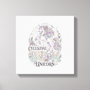 Enhörning Celestial Bloom Enhörning Premium Vector Canvastryck