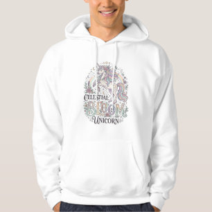 Enhörning Celestial Bloom Enhörning Premium Vector Hoodie