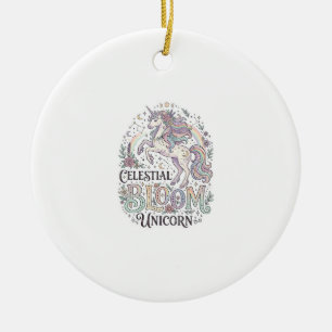 Enhörning Celestial Bloom Enhörning Premium Vector Julgransprydnad Keramik