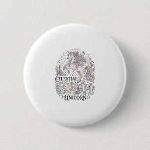 Enhörning Celestial Bloom Enhörning Premium Vector Knapp