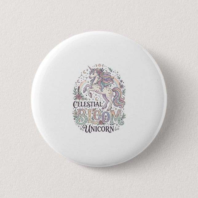 Enhörning Celestial Bloom Enhörning Premium Vector Knapp (Framsida)