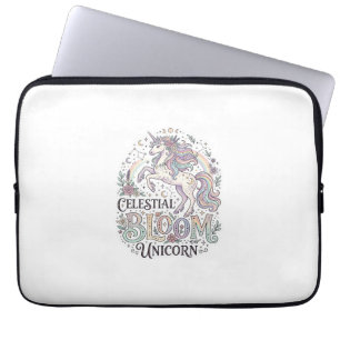 Enhörning Celestial Bloom Enhörning Premium Vector Laptop Fodral