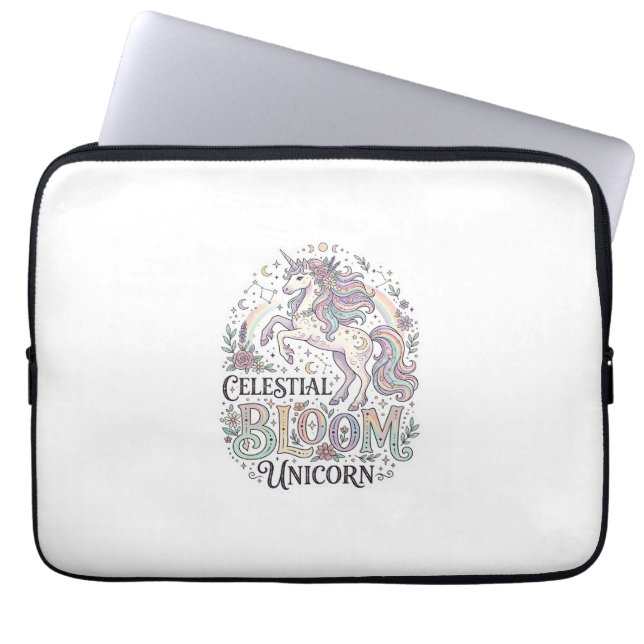 Enhörning Celestial Bloom Enhörning Premium Vector Laptop Fodral (Framsidan)
