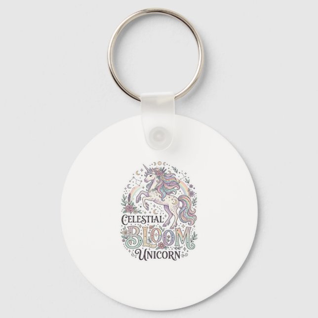 Enhörning Celestial Bloom Enhörning Premium Vector Nyckelring (Framsida)