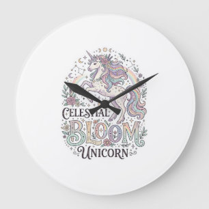 Enhörning Celestial Bloom Enhörning Premium Vector Stor Klocka