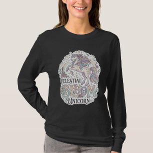 Enhörning Celestial Bloom Enhörning Premium Vector T Shirt