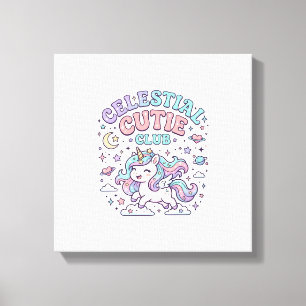 Enhörning Celestial Cutie Club Retro Stil Produkt Canvastryck
