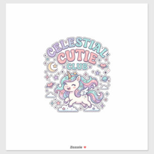 Enhörning Celestial Cutie Club Retro Stil Produkt Klistermärken
