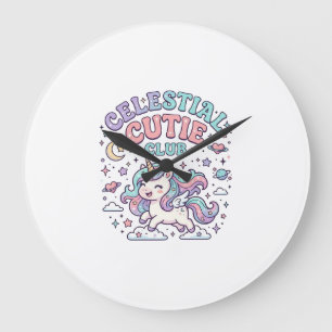 Enhörning Celestial Cutie Club Retro Stil Produkt Stor Klocka