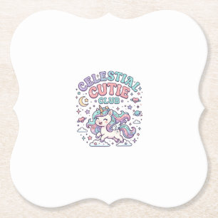 Enhörning Celestial Cutie Club Retro Stil Produkt Underlägg Papper
