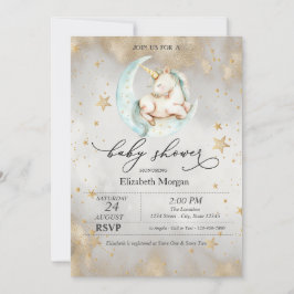 Enhörning Celestial Moon Stars Baby Shower  Inbjudningar