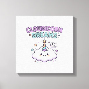 Enhörning Cloudicorn Drömmar Trendig Grafisk T-Shi Canvastryck