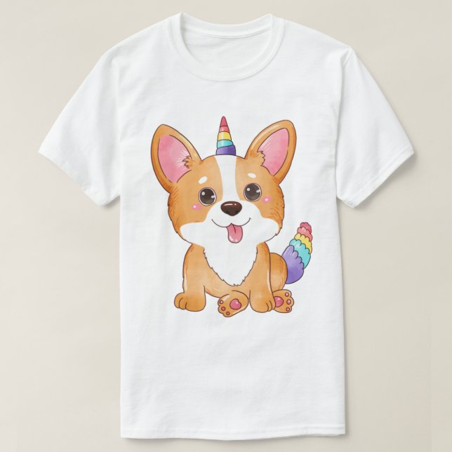 Enhörning Corgi T-Shirt (Design framsida)