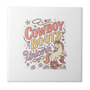 Enhörning Cowboy Stövlar Enhörning Whimsical Zazzl Kakelplatta