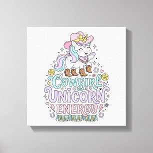 Enhörning Cowgirl Enhörning Energi Söt Pastell Pro Canvastryck