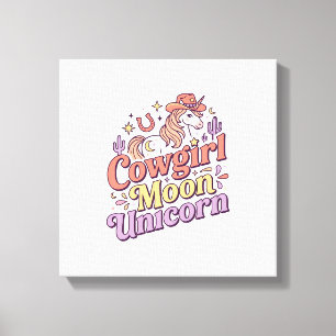 Enhörning Cowgirl Måne Enhörning Whimsical Merch D Canvastryck