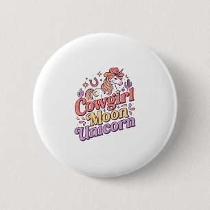 Enhörning Cowgirl Måne Enhörning Whimsical Merch D Knapp