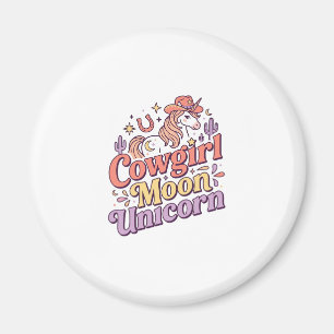 Enhörning Cowgirl Måne Enhörning Whimsical Merch D Magnet
