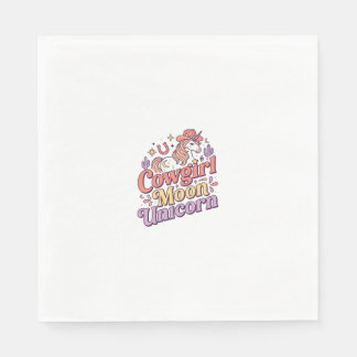 Enhörning Cowgirl Måne Enhörning Whimsical Merch D Pappersservett