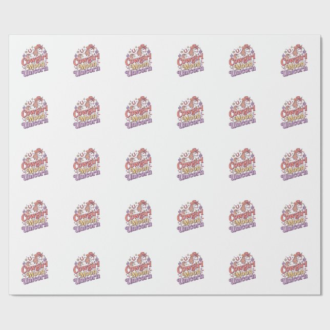 Enhörning Cowgirl Måne Enhörning Whimsical Merch D Presentpapper (Platt)