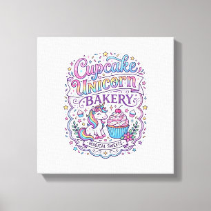 Enhörning Cupcake Enhörning Bageri Vit Bakgrund Pr Canvastryck