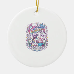Enhörning Cupcake Enhörning Bageri Vit Bakgrund Pr Julgransprydnad Keramik