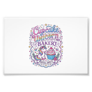 Enhörning Cupcake Enhörning Bakery Vit Bakgrund Pr Fototryck