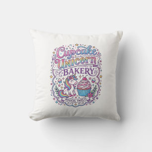 Enhörning Cupcake Enhörning Bakery Vit Bakgrund Pr Kudde