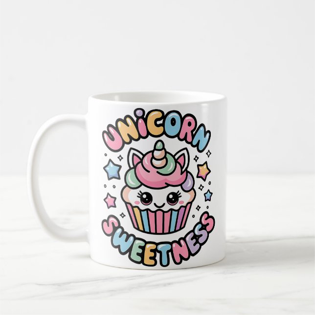 Enhörning Cupcake Sötma Magiska Gods Älskare Kaffemugg (Vänster)