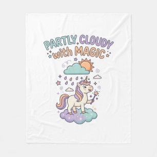 Enhörning Delvis molnig med magi trendig t-shirt D Fleecefilt