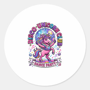 Enhörning Disco Unicorn Club Kommersiell Tröja Gra Runt Klistermärke