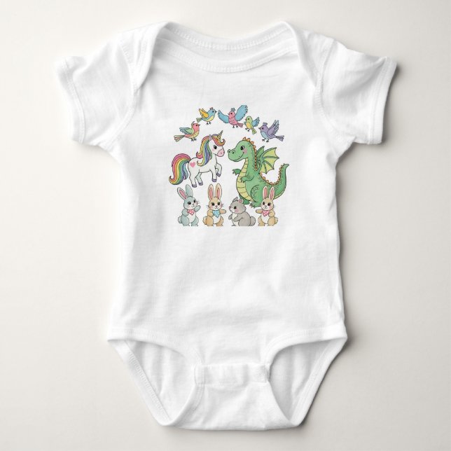 Enhörning Draken Baby Body T Shirt (Framsida)
