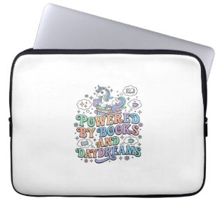 Enhörning Driven av Böcker och Dagdrömmar Kawaii V Laptop Fodral