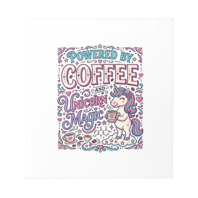 Enhörning Driven av Kaffe och Enhörningsmagi Färg Anteckningsblock (Framsida)