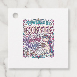 Enhörning Driven av Kaffe och Enhörningsmagi Färg Gåvor Etiketter