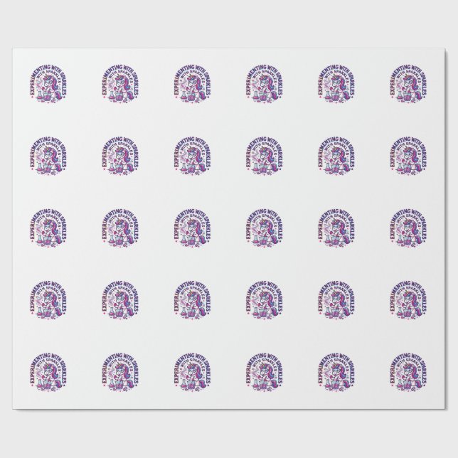 Enhörning experimenterar med gnistrande reklamklip presentpapper (Platt)