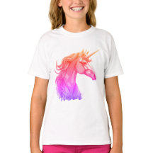 Enhörning Färgrik Fantasykonst T-Shirt för Flickor