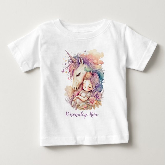 Enhörning Fe Prinsessa Regnbågsfärger Personlig T Shirt (Framsida)