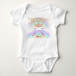 Enhörning fest Regnbåge 1:a Födelsedag fantasifull T Shirt