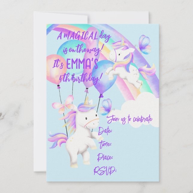 Enhörning Festinbjudan Inbjudningar (Framsida)