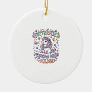 Enhörning fjärilar vet mitt namn Charming POD kons Julgransprydnad Keramik