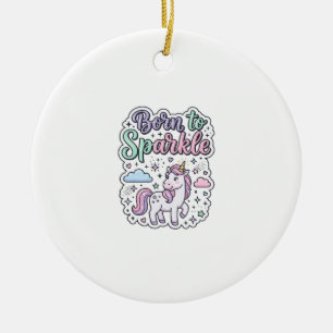 Enhörning Född att Glänsa Grafisk Design Merch Des Julgransprydnad Keramik