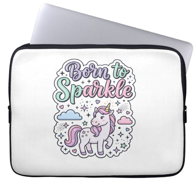 Enhörning Född att Glänsa Grafisk Design Merch Des Laptop Fodral (Framsidan)