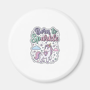 Enhörning Född att Glänsa Grafisk Design Merch Des Magnet