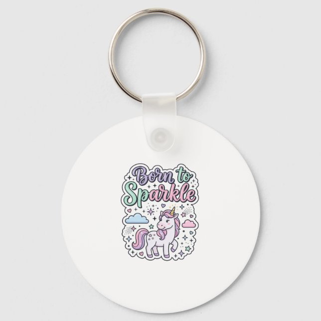 Enhörning Född att Glänsa Grafisk Design Merch Des Nyckelring (Framsida)