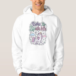 Enhörning Född för att Glänsa Grafisk Design Merch Hoodie