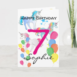 Enhörning Födelsedags Kort För 7 År Gammal Flick