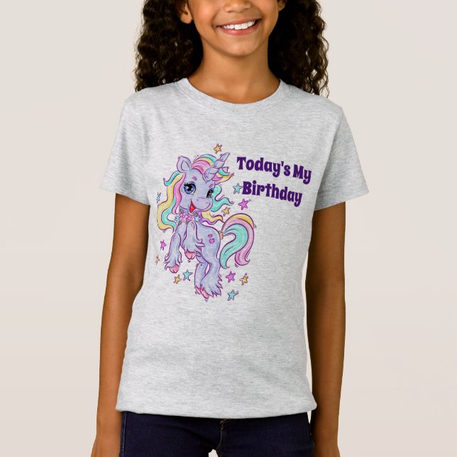 Enhörning Födelsedags T-Shirt (Framsida)