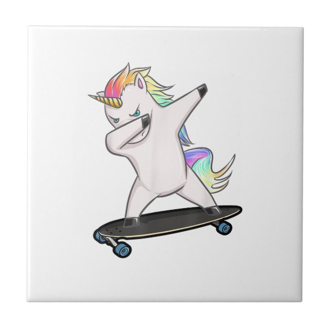 Enhörning för skateboard Dabbing Kvinnor Män Barn  Kakelplatta (Framsidan)