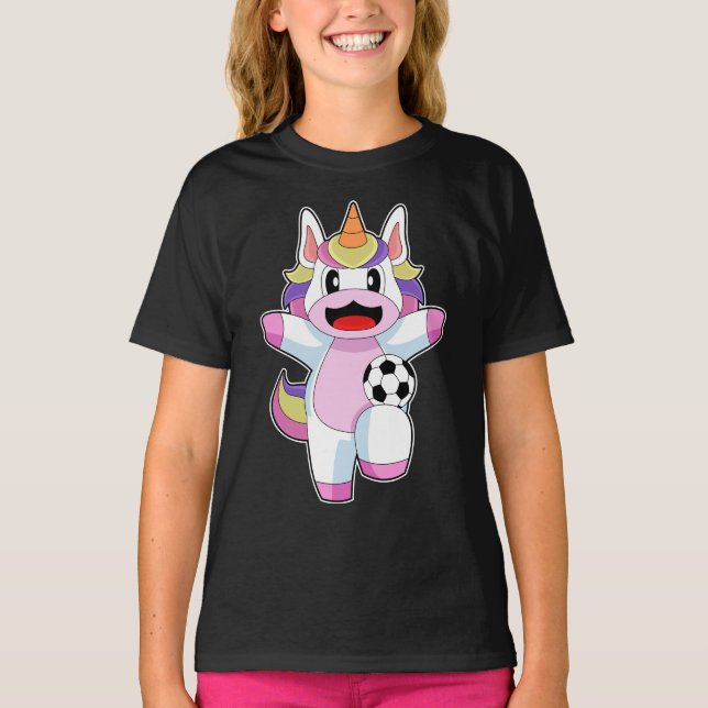 Enhörning Fotbollsspelare Fotboll T Shirt (Framsida)